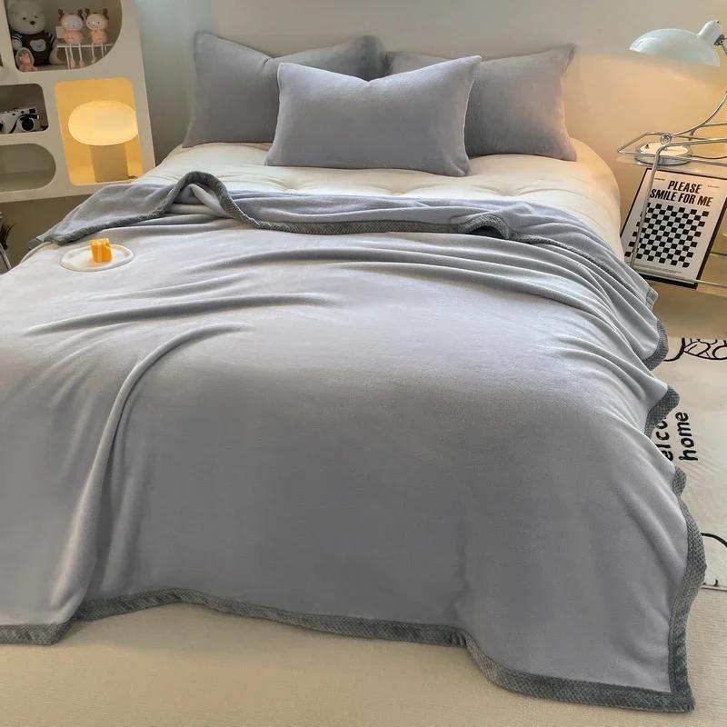2025 Milk Fleece Blanket Three-piece Fleece Blanket Winter Warm Thickened Air Conditioning Multifunctional Fleece Blanket