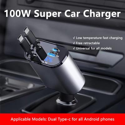 Digital Display Super Fast Charging Car Charger 60W Car Charger Metal Ring Display Screen Car Charger