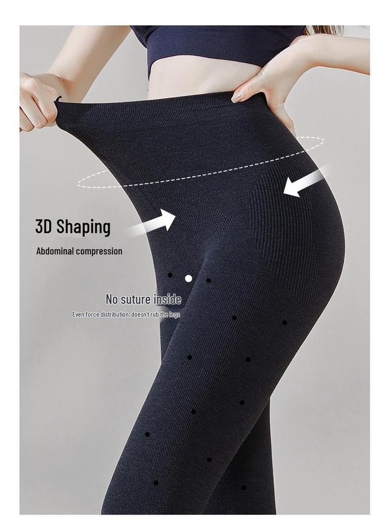 2025 New Style Gray Polka Dot Leggings - Women's Autumn/Winter Plush, Thick, Slimming Pantyhose
