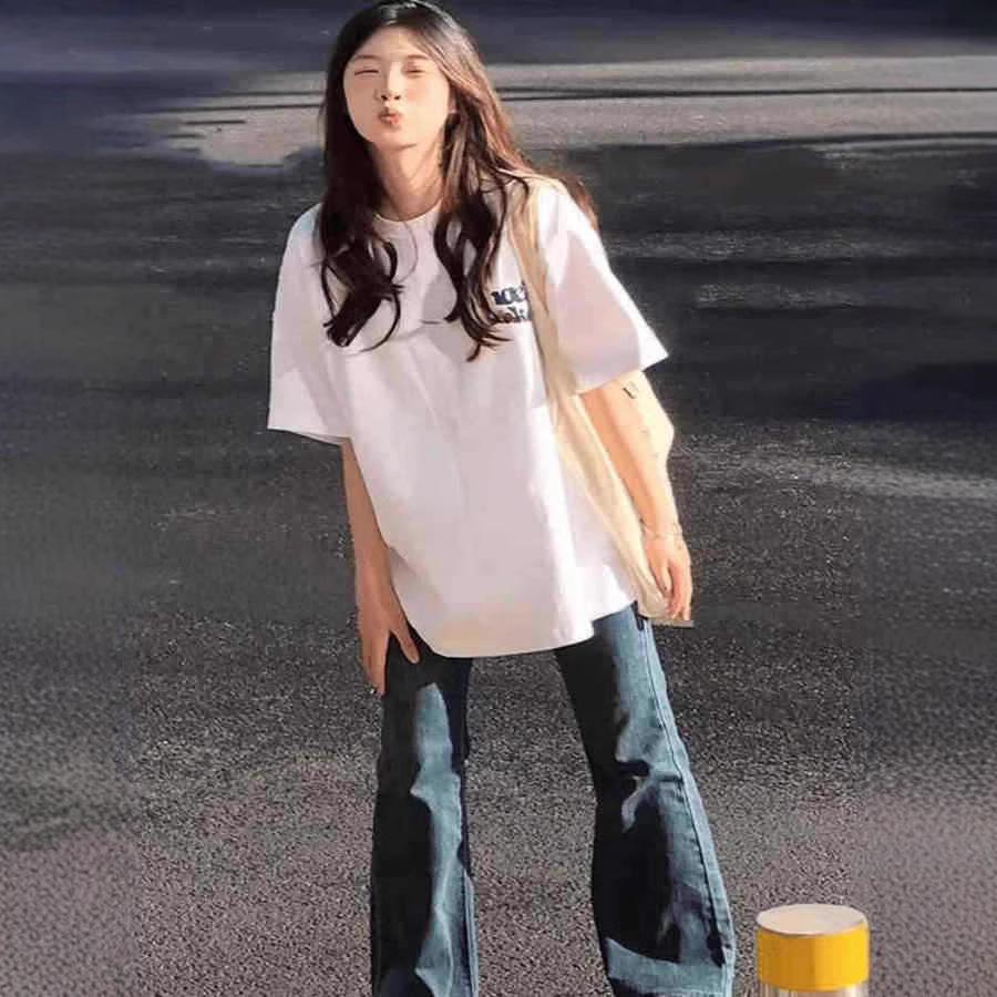 Plus Size Retro Short-Sleeve T-Shirt for Women - Trendy, Loose, High Street Style