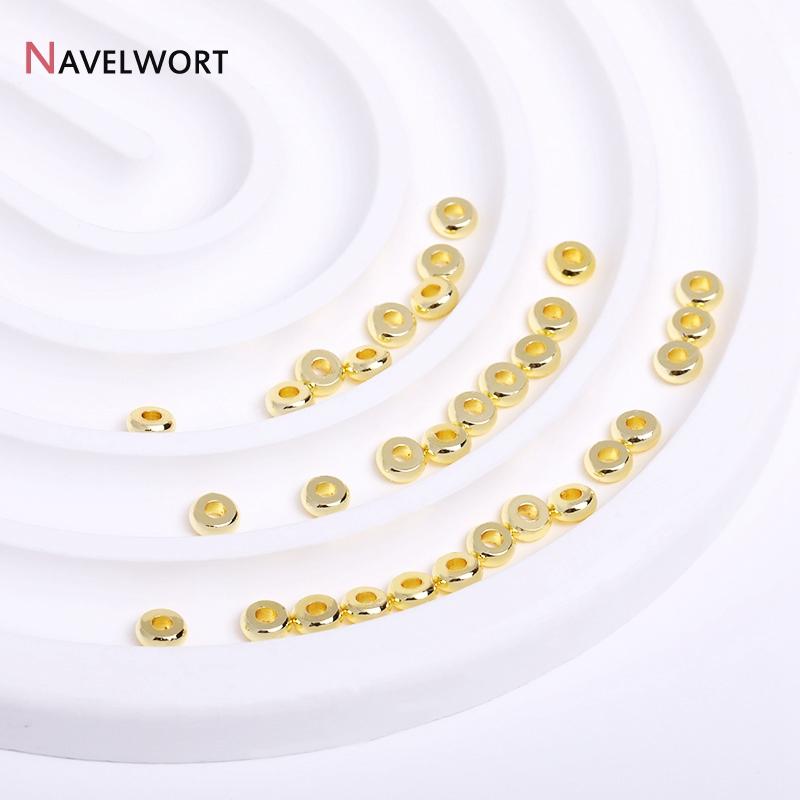 3/4/5/6/8/10mm Metal Flat Beads 14K/18K Gold Plated Spacer Beads For DIY Bracelet Necklace Making Accessories,Jewelry Materials