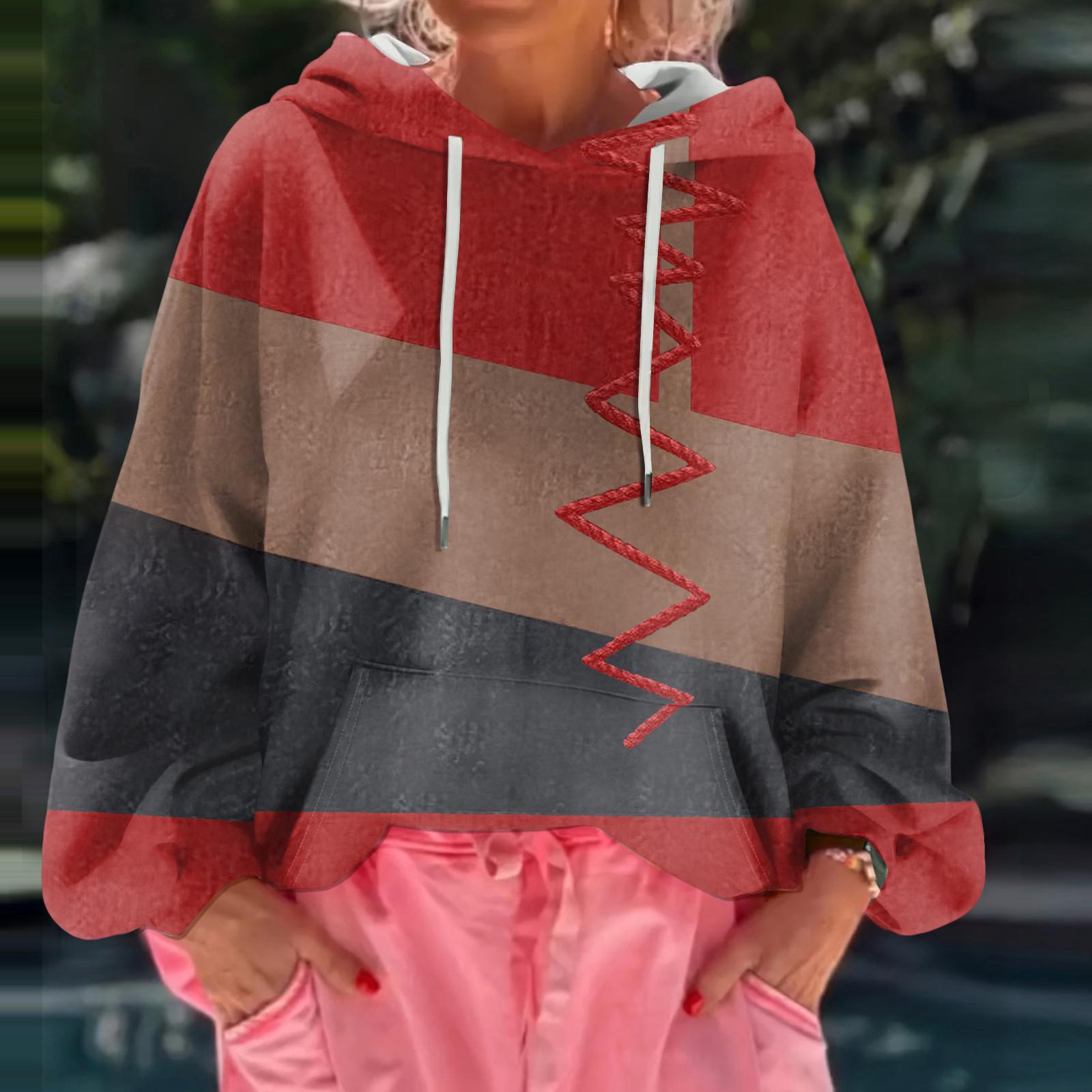 

Женский худи свободного кроя с цветочным принтом и длинными рукавами L красный