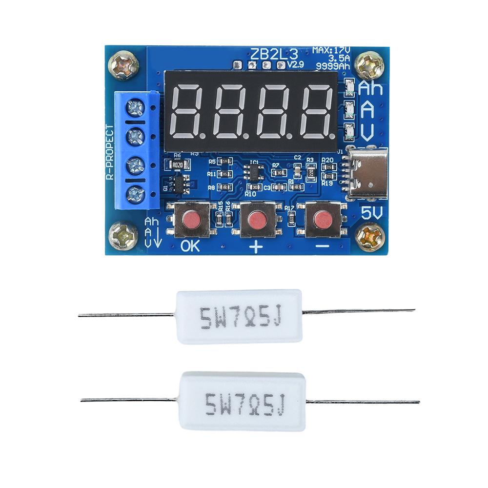 ZB2L3 DC 4.5-6V Digital Battery Capacity Tester Module Electronic Load Tester Resistance Type C Interface