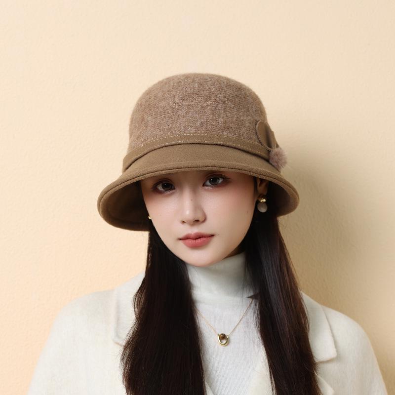 Women's Winter Wool Felt Fisherman Hat – Warm, Ear-Protecting Bucket Style for Large Heads, Slim Face Design
