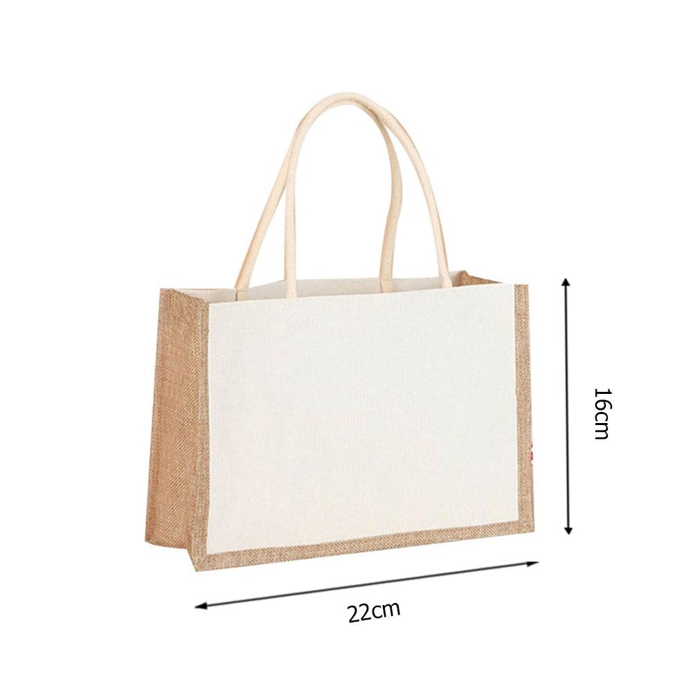 Burlap Jute Tote Shopping Bag Vintage Reusable Grocery Wedding Birthday Gift Bag Handmade Linen Bags Portable Ladies Handbags