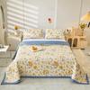3PC Garden Floral Bed Cover Double Gauze Washed Cotton Skin Friendly Bed Cover Thin Quilt