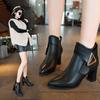 Ladies Shoes 2026 Ankle Women's Boots Retro Modern Boots Women Crystal Pointed Toe Med Heel Side Zip Shoes Female