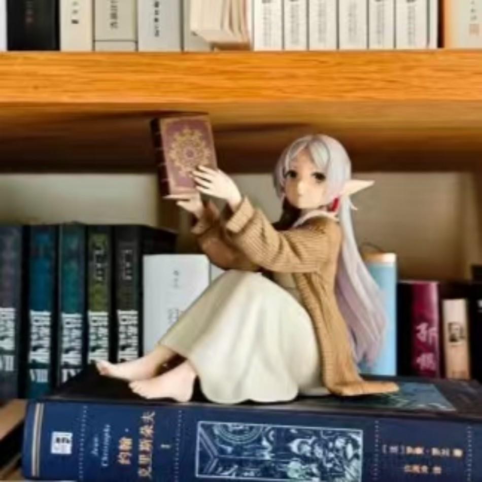 New  frieren beyond the end of the journey anime figure frieren reading action collectible pvc models statue brithday gifts