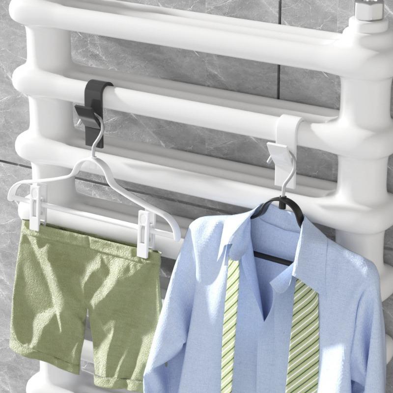 Bathroom Towel Holder No Drill Heated Towel Radiator Rail Hooks Bathroom Kitchen Clothes Scarf Sponge Storage Hanger Hooks