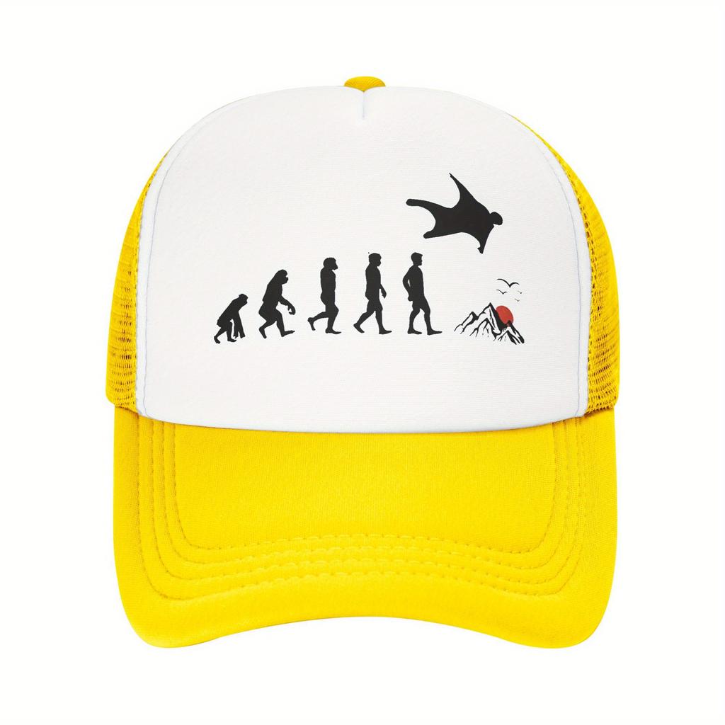 Wingsuit Flying Evolution Trucker Hat Polyester Mesh Adjustable Baseball Cap for Men Women Casual