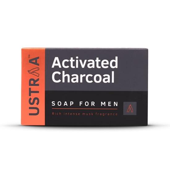 Ustraa Deo Soap For Men With Activated Charcoal, 8 x 100 G (Pack Of 8) | With Activated Charcoal | Rich Intense Musk Fragrance | Powerful fragrance