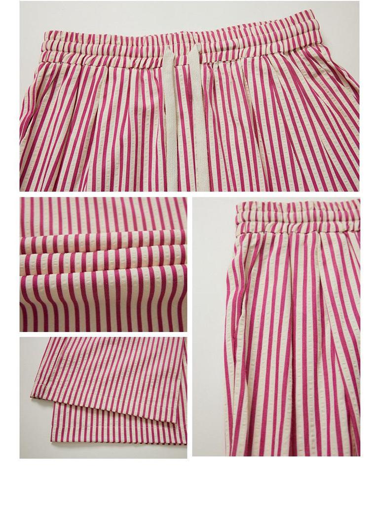 2025 Frühling/Sommer Damen High Waist Schwarz & Weiß Gestreifte Weitbein Freizeithose