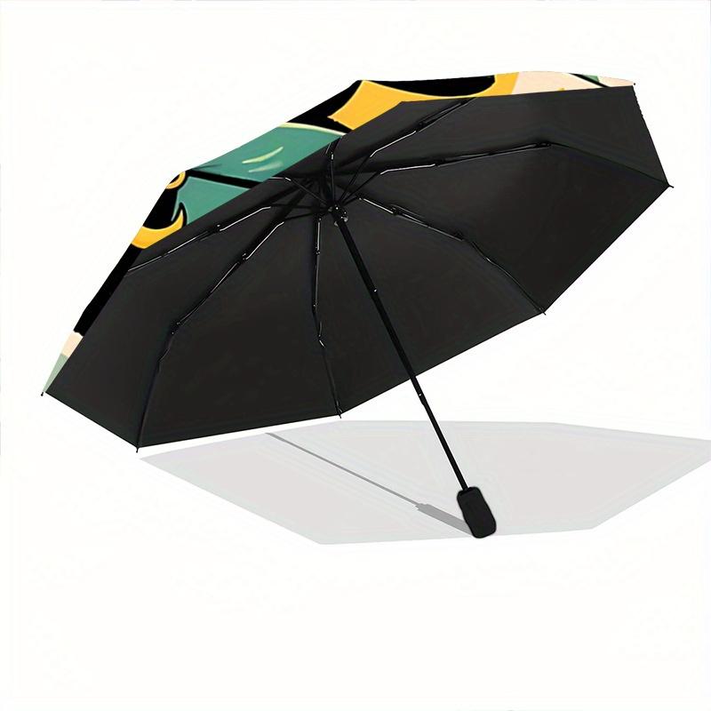 1pc Green Wizard Cat Fully Automatic Folding Portable Umbrella, 8 Iron Frames, Three-Fold Design, Suitable for All Seasons, Suitable for Outdoor