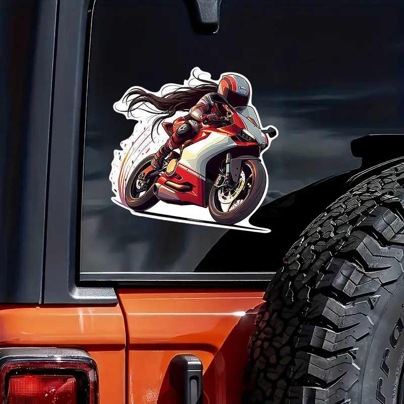 Motorcycle Boy Girl Car Sticker Vinyl Decal Waterproof Rear Window Motorcycle Camper Bumper Truck Laptop Decoration Y164