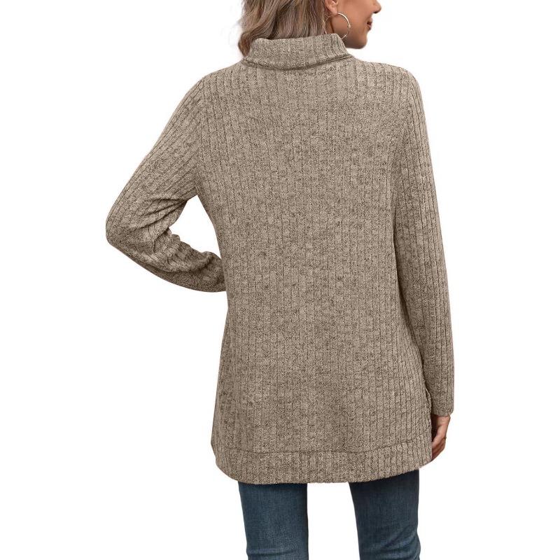 YYFS Blusas y Camisas de Moda Casual para Mujer Primavera Otoño Estampado Color Sólido Manga Larga Cuello Alto