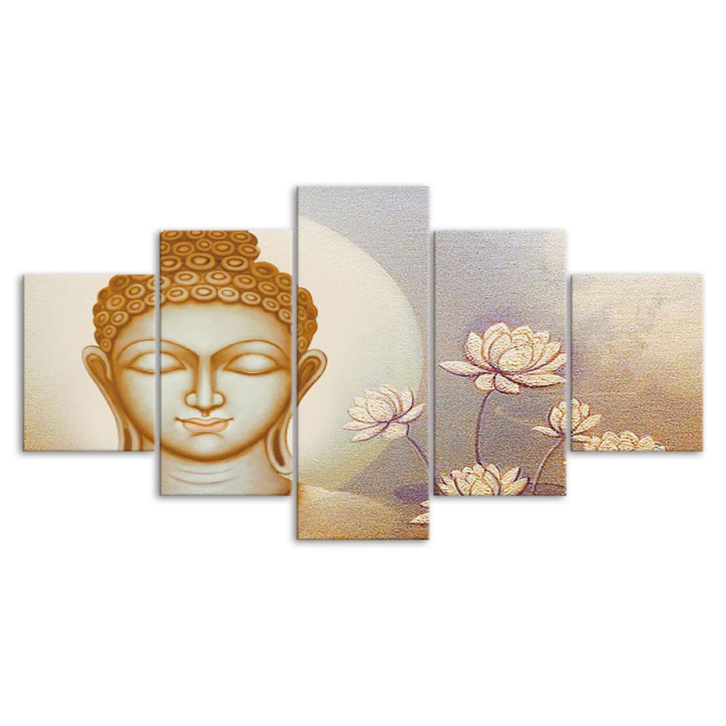 Buddha Calm State Painting 5 Piece Five Panel Wall Canvas Print Modern Art Poster Picture Home Decor Gift For Him For Her