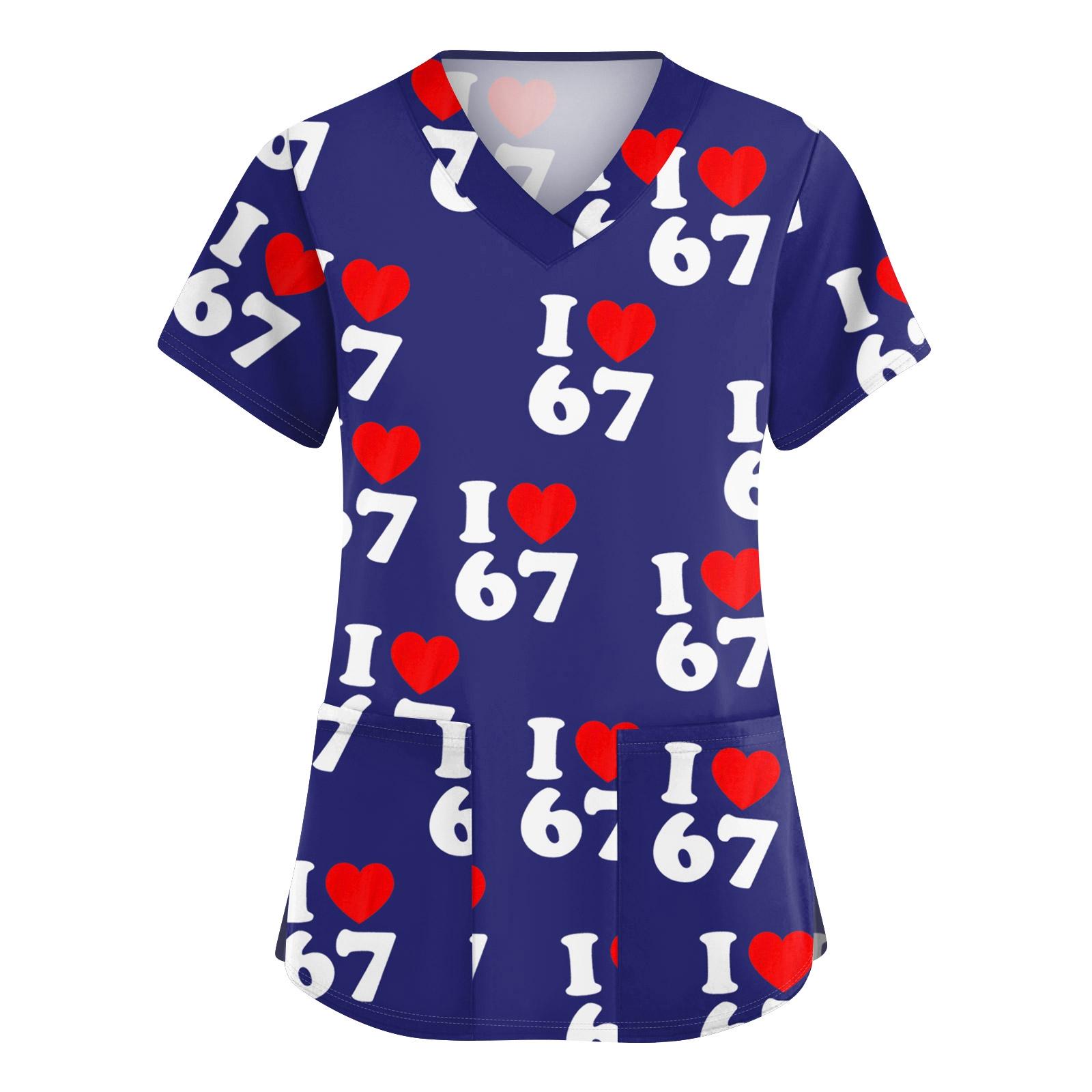 

Женская милая блузка с принтом бантиков, рабочая одежда, V-образный вырез, двойной слой, карманы, базовая, с коротким рукавом, пуловер XL небесно-голубой