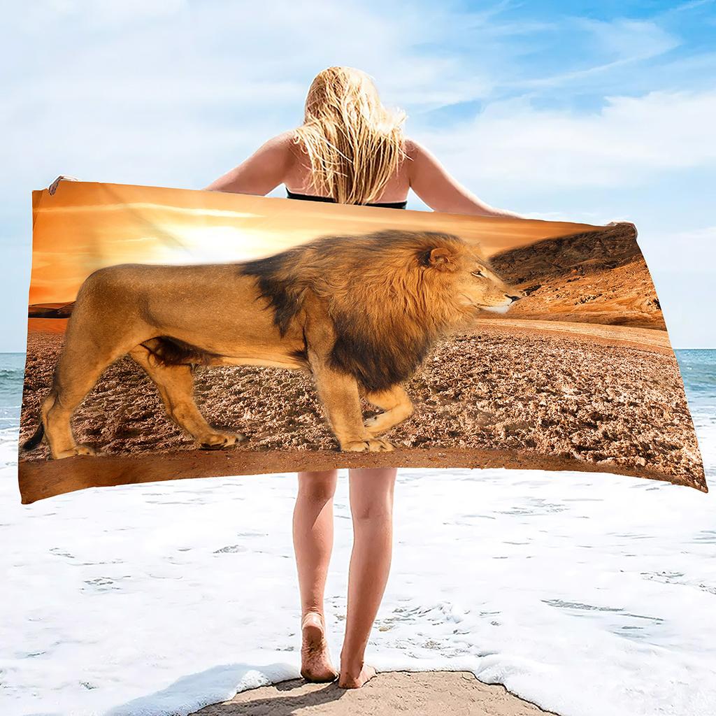 Lion Pattern Series Seaside Vacation Beach Towel Swimming Bath Towel Sports Towel