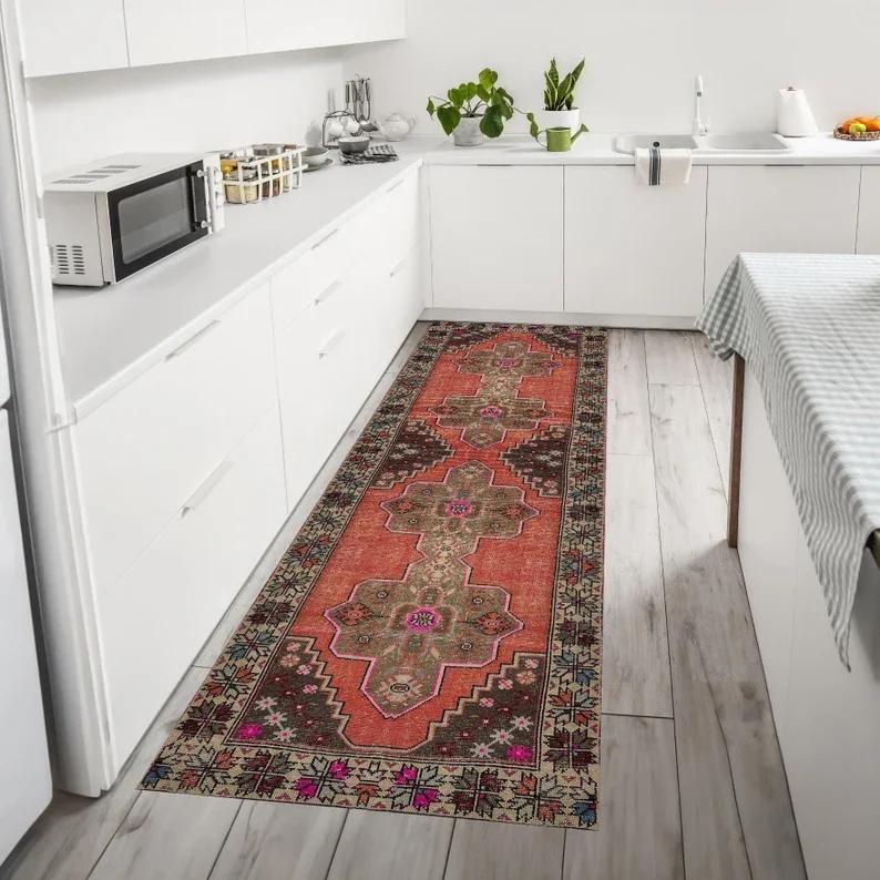 Colorful Geometric Runner Rug Boho Modern Hallway Carpet Multicolor Abstract Floor Mat Vibrant Entryway or Kitchen Runner Mats