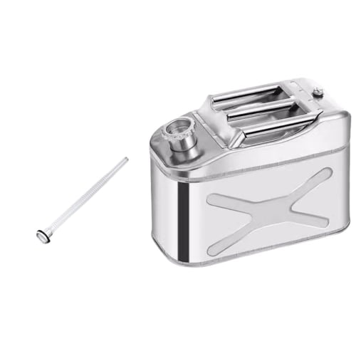 Sivro 10L Stainless Steel Motorcycle Gasoline Can, Horizontal Type, Emergency Can, Portable, Essential for Outdoor Activities, Travel, First Aid, and