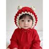 Festive Red Knit Baby Hat for Boys and Girls - Warm and Cozy for Autumn and Winter, Perfect for First Birthdays