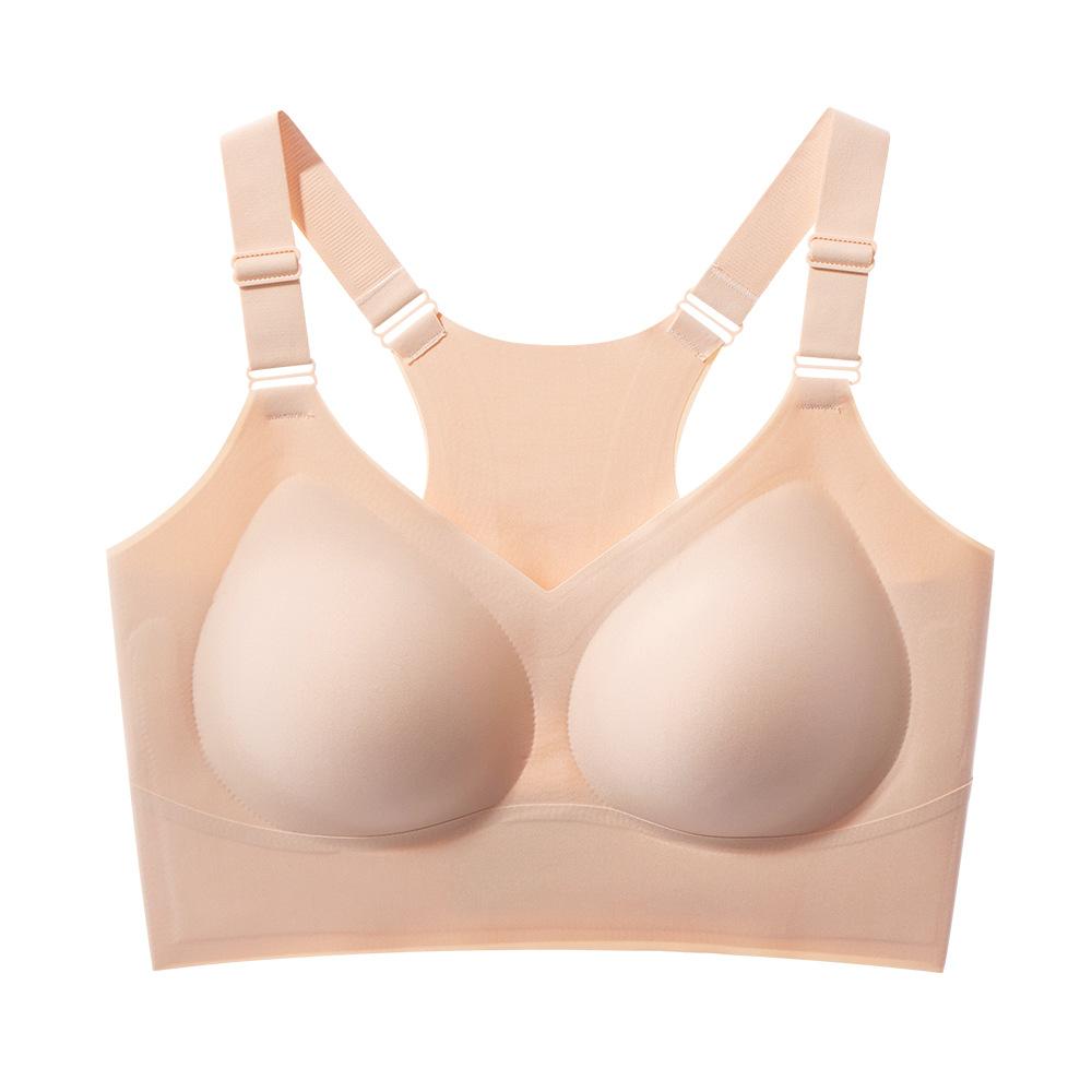 

Европейский и американский удобный бесшовный поддерживающий бюстгальтер без косточек с эффектом пуш-ап, спортивный бюстгальтер 3XL абрикосовый