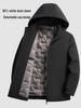 Casaco de Inverno Masculino com Capuz Removível - Roupa Exterior Grossa, Quente e Elegante para Homens de Meia-Idade.