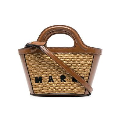 Mini Logo Gewebte Tragetasche Braun Damen Tragetaschen BMMP0067Q0-P3860-00M50