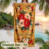 Floral Art Card 5 Theme Quick Dry Beach Towel Custom Name Text Print Large Sand Resistant Towel Beach Vacation