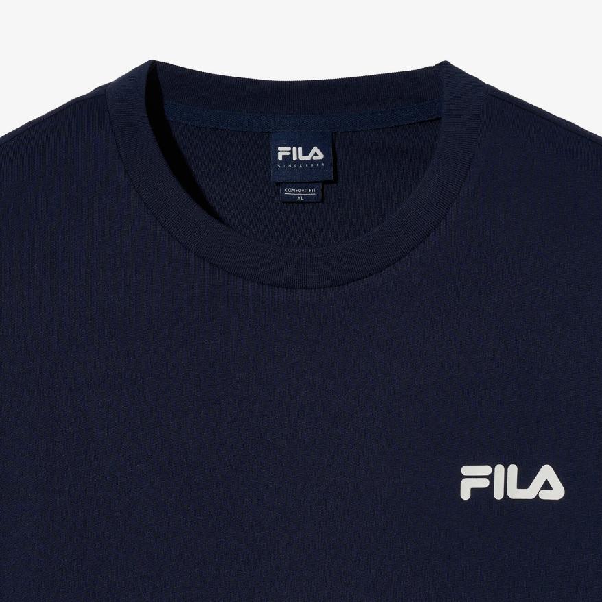 Fila Linear Comfortable Fashion Soft Skin-Friendly Breathable Nautical Short Sleeve T-Shirt Unisex Tops Deep-Sea-Blue FS2RSH2103X-DNA