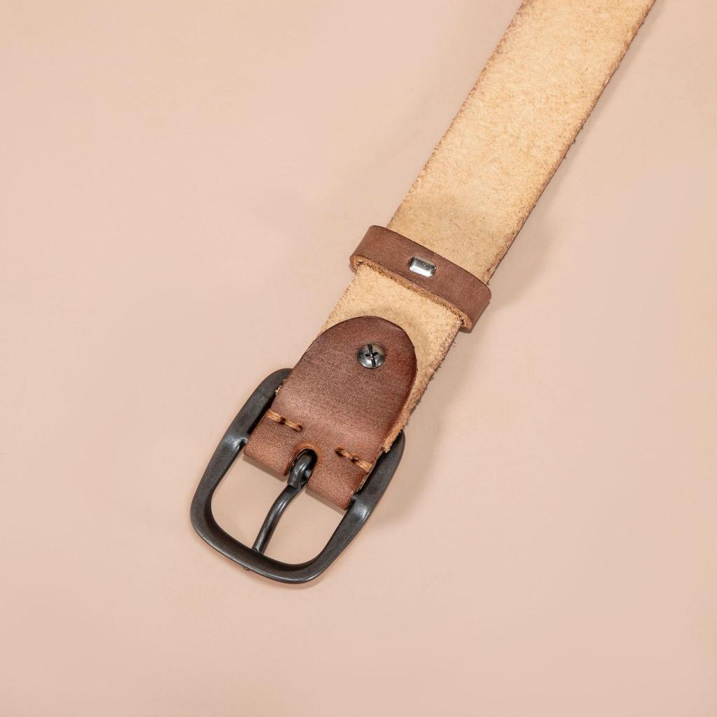 Retro Belt Men'S First Layer Leather Belt Simple Student Japanese Buckle Belt Direct Sales