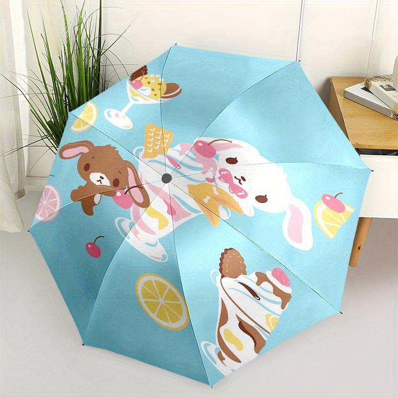 

Sugar bunnies Automatic Open/Close Umbrella-Cute Umbrella with Cute Design, Portable 3-Fold Compact Umbrella for Men & Women, Halloween Chri
