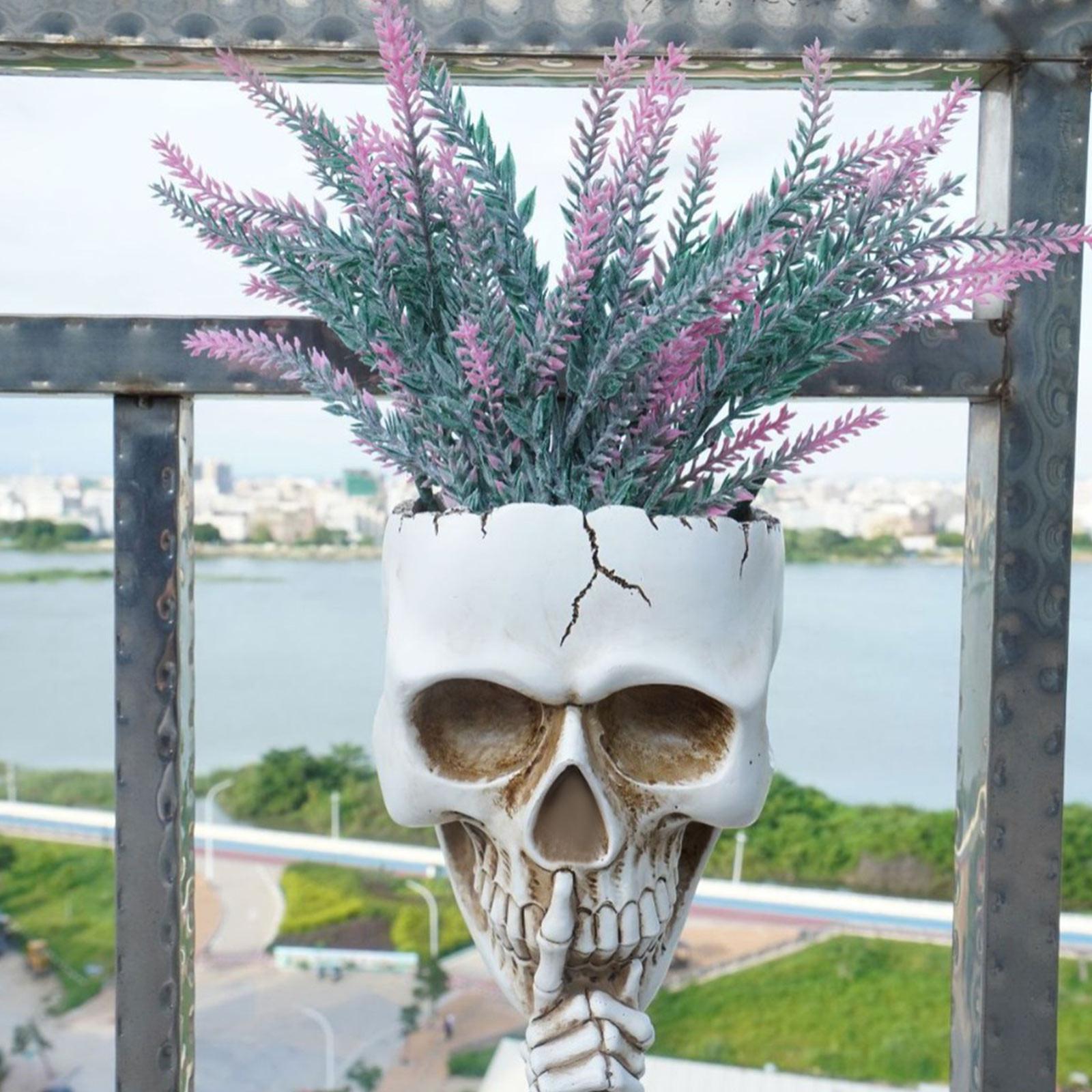 

Подвесной кашпо для домашнего декора, жуткий настенный кашпо для комнатных и уличных растений, уникальная современная готическая ваза, кашпо с дренажем One Size белый