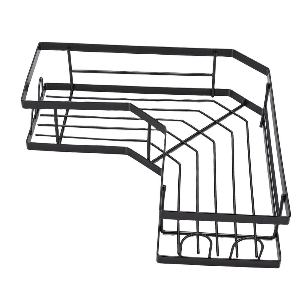 Corner Shower Shelf Wall Mounted Bathroom Organizer with Adhesive Hooks for Kitchen Toilets Living Rooms Black Small