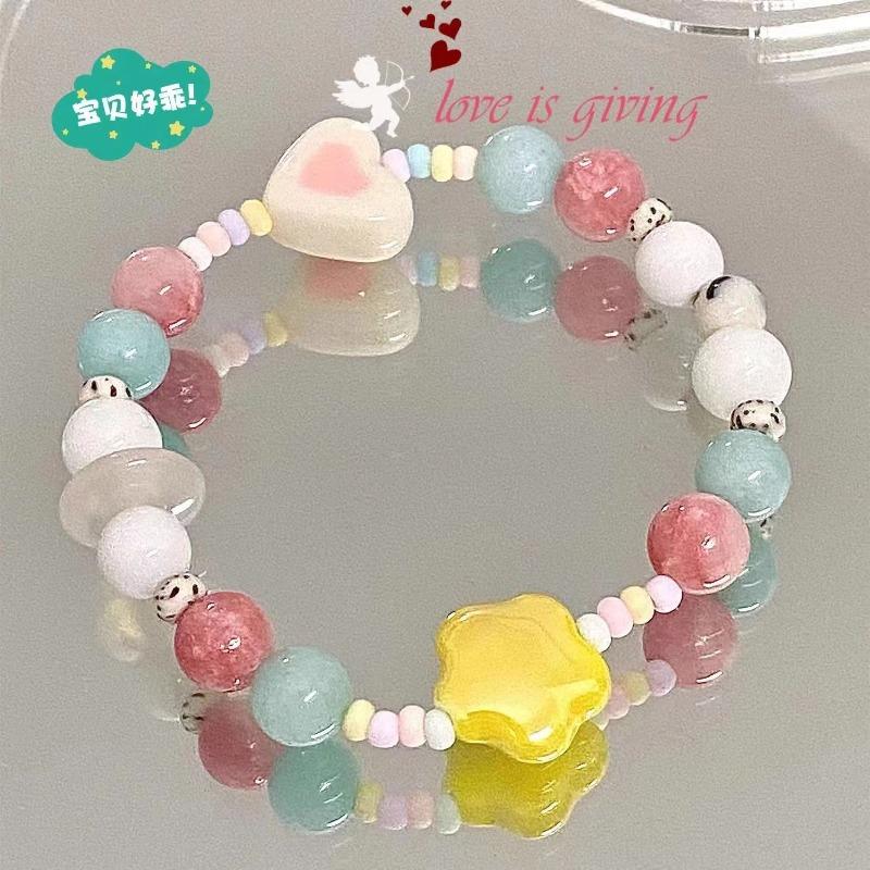 Summer Rainbow Beaded Freshly Designed Unique Cute Star Elastic Bracelet Handwear