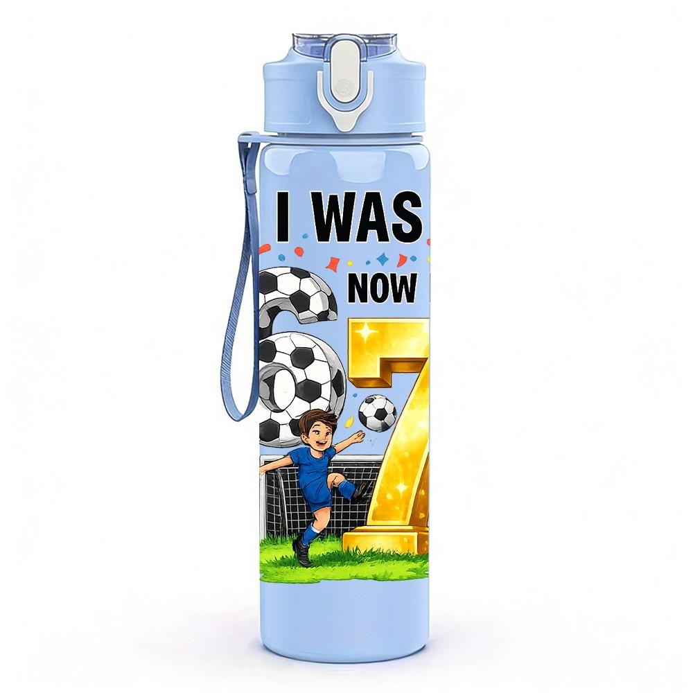 1PC I Was 67 Birthday Kid Art Print 750ml Color Plastic Sports Water Bottle Leakproof Flip Straw Lid Suitable for Sports Office Home Use