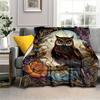 Owl Art Blanket Personalized Name Nature Fleece Throw All Season Soft Warm Bedding Home Decor Gift for Animal Lovers