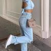 2025 Trendy Women's Loose Wide-Leg Ripped Jeans: European & American Style