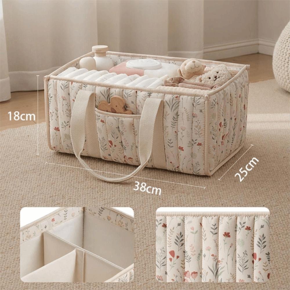 Large Capacity Baby Diaper Organizer Floral Newborn Essentials Nursery Storage Basket Portable Baby Diaper Storage Bag