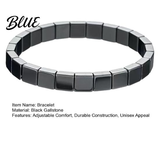 Bracciale Comfort da Uomo Regolabile Banda Nera di Pietra Gallica Superficie Liscia