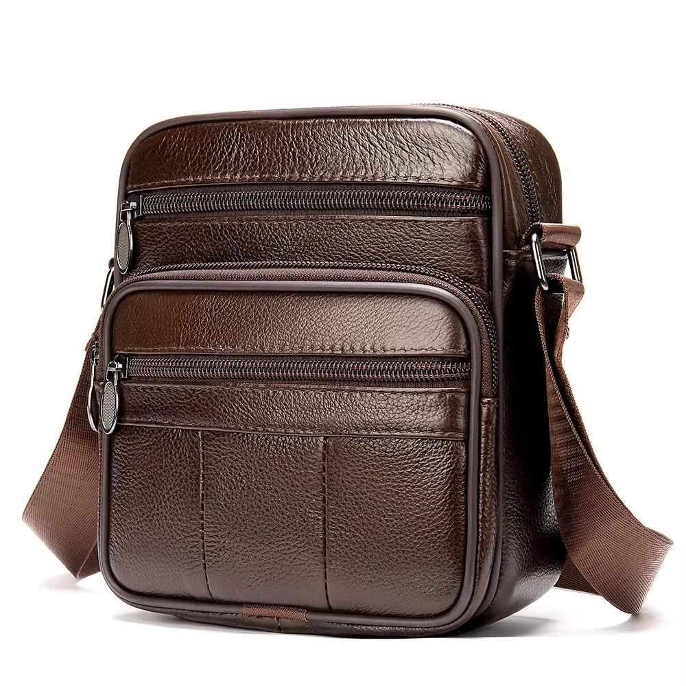 Bolso Bandolera para Hombre de Cuero Genuino Nuevo de Piel de Vaca Moda Bolsos de Hombro Pequeño Informal de Negocios de Cuero