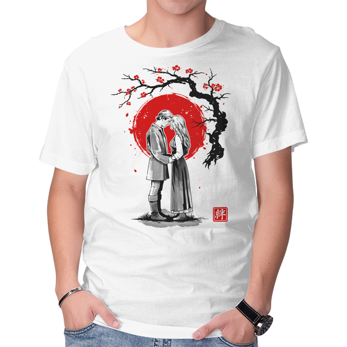 Unisex Crew Neck T-Shirt True Love Sumi-e Graphic Short Sleeve Casual Tee XXL