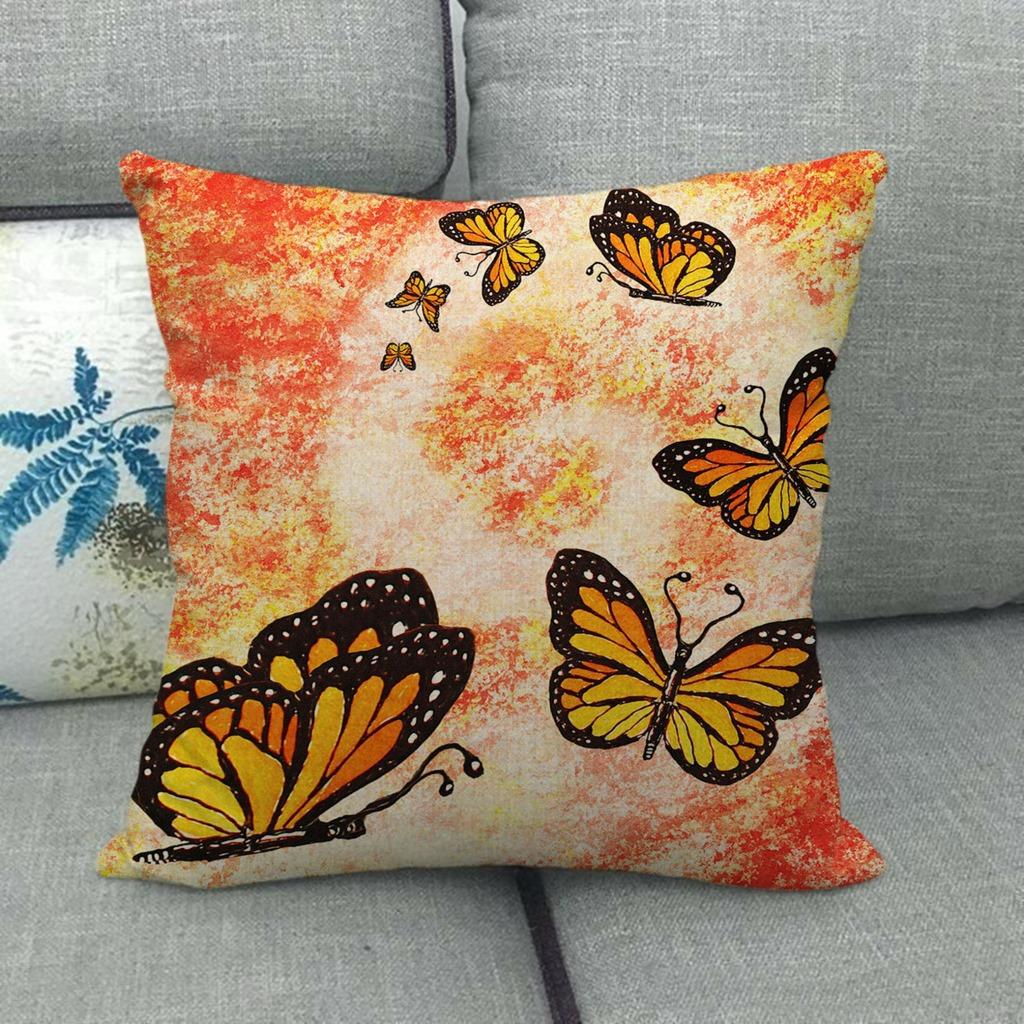 Butterfly Colorful Cartoon Insect Animal Digital Printing Short Plush Pillow Covers For Car Sofa Office Cushion Cover Home Goods