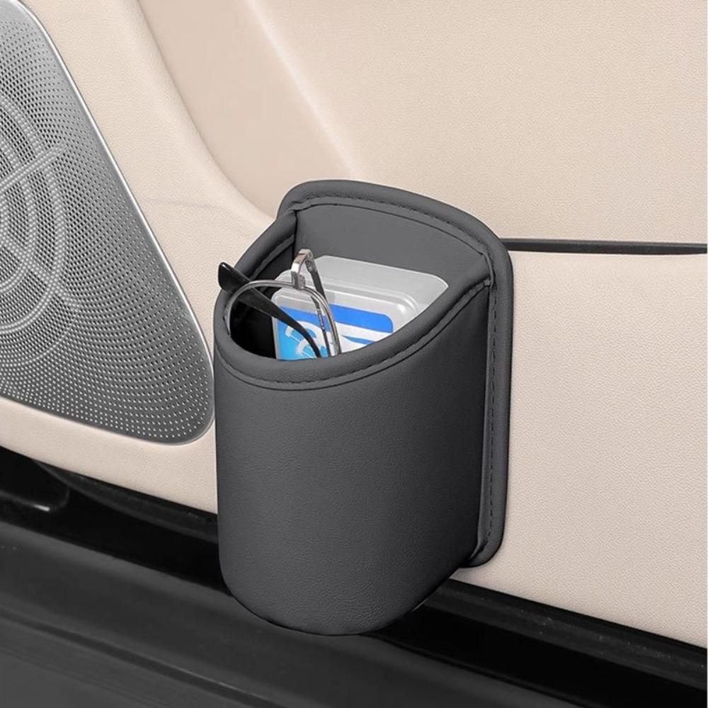 2-Pack Car Door Cup Holders - Robust Faux Leather Cup Holders with Non-slip Base, Door-mounted Cup Holders for Back Seat, Center Console, Beverage Box