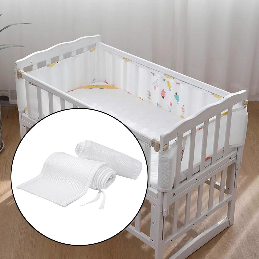 Baby Breathable Mesh Liner Bed Guard Supplies for Full Size Crib Protective Blue