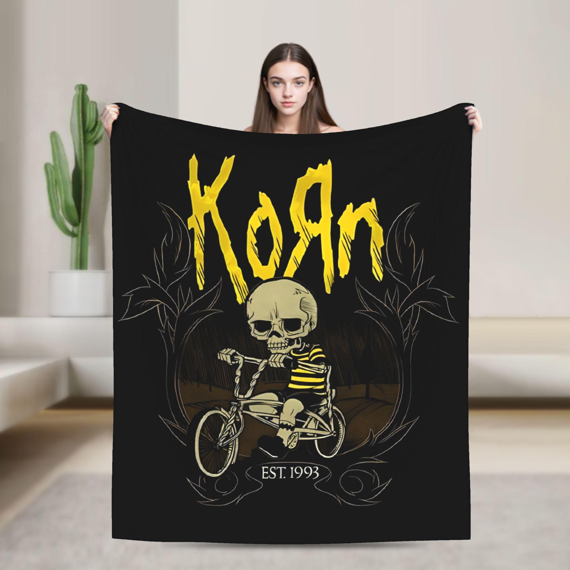 

Korn Baby Doll Fleece Throw Fashion Blankets Graffiti Music Korn Art for Couch Knitted Fashion Blanket Car Soft Multifunction 75x90cm