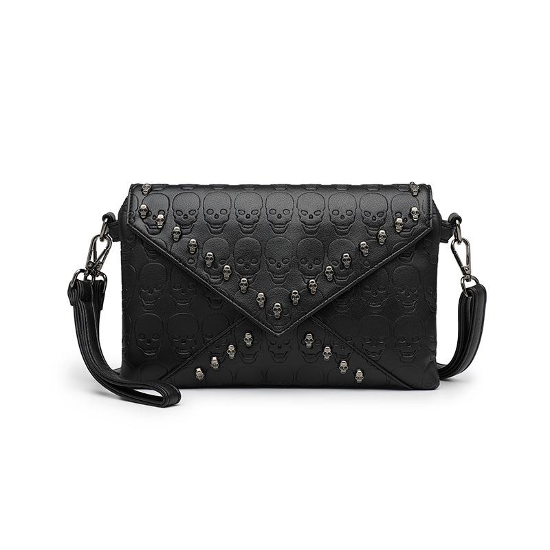 Street Trend PU Women's Bag Single Shoulder Skull Head Diagonal Cross Handheld Personalized Embossed Women's Bag