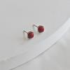 _EE84 Red Gemstone 925 Silver Mini Earrings