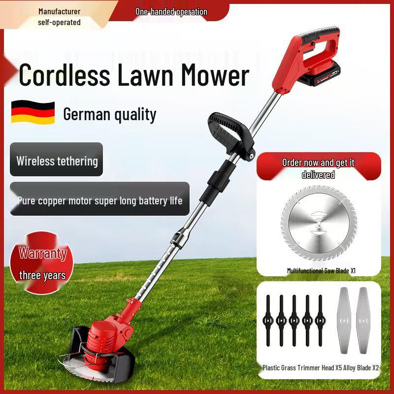 High-Power Rechargeable Electric Lawn Mower with Lithium Battery and String Trimmer