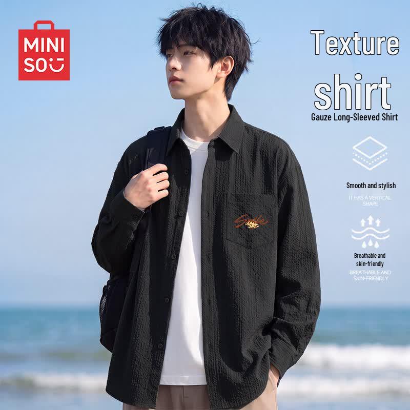 MINISO Men's Three-Proof Textured Long-Sleeve Shirt